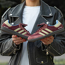 Жіночі Кросівки Adidas Samba Nylon x Wales Bonner Bordo / Адідас Самба Найлон Уельс Боннер Бордові, фото 3