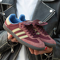 Жіночі Кросівки Adidas Samba Nylon x Wales Bonner Bordo / Адідас Самба Найлон Уельс Боннер Бордові, фото 4