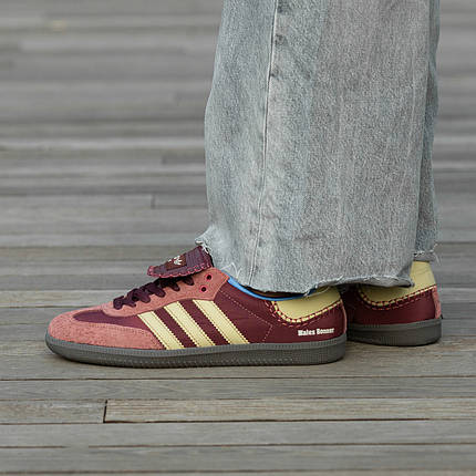Жіночі Кросівки Adidas Samba Nylon x Wales Bonner Bordo / Адідас Самба Найлон Уельс Боннер Бордові, фото 1