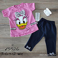 Дитячий літній трикотажний комплект для дівчаток -Daisy Duck- рожевого кольору 3-6-9-12 міс