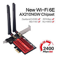 Сетевая карта PCI-E Fenvi ( PCE-AXE3000) (Intel AX210) адаптер 2.4G/5G/6Ghz 5374 Mbps + Bluetooth 5.3