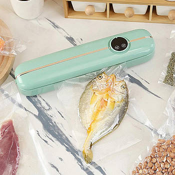 Домашній вакуумний упаковувач їжі, 90Вт, Зелений / Вакууматор для продуктів / Вакууматор побутовий