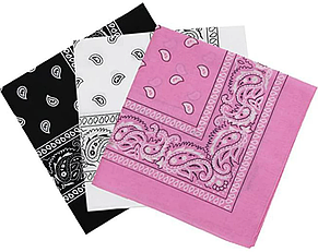 Бандана бавовняна мікс 3 шт чорна + біла + рожева, фото 1