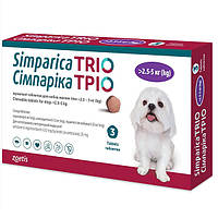 Simparica TRIO СИМПАРИКА ТРИО жевательные таблетки от блох, клещей, глистов для собак 2.5-5кг