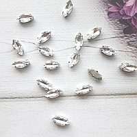 Стрази в цапах Човник 15*7, Колір прозорий