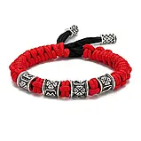 Браслет чоловічий із паракорду та сталі VIKING RED червоний із Рунами, фото 4