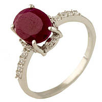 Серебряное кольцо SIlverStore с натуральным рубином 3.053ct, вес изделия 2,04 гр (1231333) 17 размер