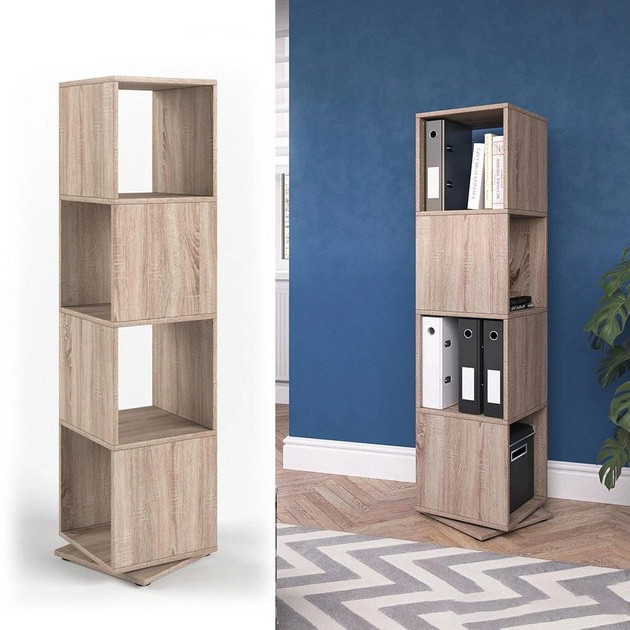 Геометричний стелаж для взуття з механізмом обертання для передпокою, взуття з 4 осередками з ЛДСП, фото 1