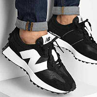 Черно белые кроссовки мужские для города New balance 327,практичные Стильные 42 43 качественные повседневные