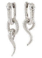 Сережки Xuping Родій підвіски на колечках "Асиметричні змії" 2 в 1