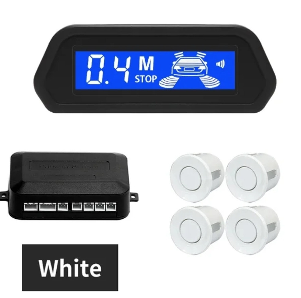Парктронік Assistant Parking з РК дисплеєм 4 датчики 22 мм білий White