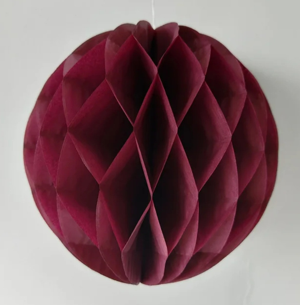Куля соти паперова 15 см бордовий, фото 1