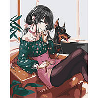 Картина по номерам "Девушка с собакой" Art Craft 10327-AC 40х50 см sp