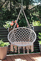 Подвесное садовое кресло качели Гнездо Аиста Бежевый
