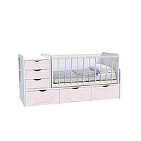Ліжко дитяче Art In Head Binky ДС504А (3 в 1) 1732x950x732 аляска та рожевий (МДФ) + решітка SK, код: 6594192