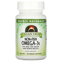 Жирные кислоты Source Naturals Vegan True Non-Fish Omega-3s 300 mg, 30 вегакапсул