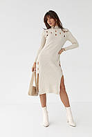 Облягаюча сукня з розпірками та краплеподібними вирізами - бежевий колір, L (є розміри) sp