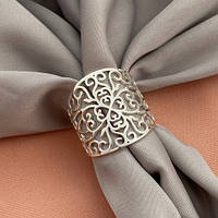 Кольцо серебряное с орнаментом без камней широкое