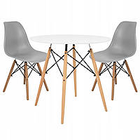 Стол обеденный + 2 стула JUMI Scandinavian-2 GRAY для кухни гостиной столовой Комплект обеденный V_1032