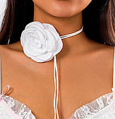 Трендовый яркий чокер большой цветок "Белая Роза" на шнуровке - Aushal Jewellery