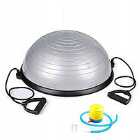 Балансировочная платформа (подушка) полусфера Springos Bosu Ball 57 см BT0002 Silver для фитнеса (тренировок)