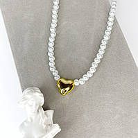 Подвеска с жемчужинами Finding Колье ожерелье чокер сердце Металл пластик Белый Золотистый 39 см