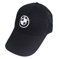 Кепка с логотипом BMW сеткой мужская женская унисекс бейсболка сеточкой с вышивкой БМВ Черная размер M L
