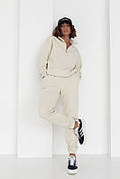 Женский спортивный костюм с молнией на воротнике - кремовый цвет, M/L (есть размеры) L/XL sp