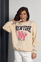 Утепленный женский свитшот с принтом New York - бежевый цвет, M (есть размеры) sp