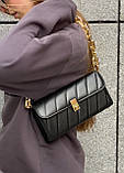 Жіноча сумка клатч через плече на товстій ланцюжку чорна, фото 8