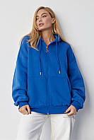 Тепле жіноче худи на блискавці з капюшоном - синій колір, L (є розміри) sp