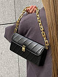 Жіноча сумка клатч через плече на товстій ланцюжку чорна, фото 10
