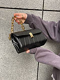 Жіноча сумка клатч через плече на товстій ланцюжку чорна, фото 4