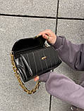 Жіноча сумка клатч через плече на товстій ланцюжку чорна, фото 7