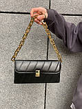 Жіноча сумка клатч через плече на товстій ланцюжку чорна, фото 2