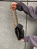 Жіноча сумка клатч через плече на товстій ланцюжку чорна, фото 5