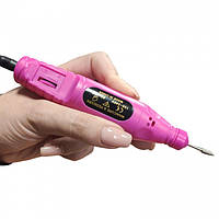 Машинка для маникюра и педикюра фрезер ручка 5 насадок USB Розовый