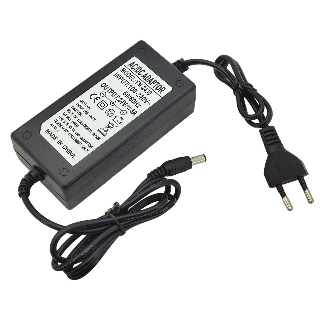 Блок живлення 24V 3A кабель 5,5x2.5м + мережевий кабель живлення