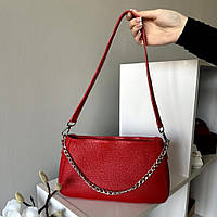 Красная деловая сумка для женщин из натуральной кожи, Практичная женская сумочка на каждый день кожаная