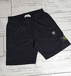 Чоловічі шорти Stone Island чорні з патчем Стон Айленд