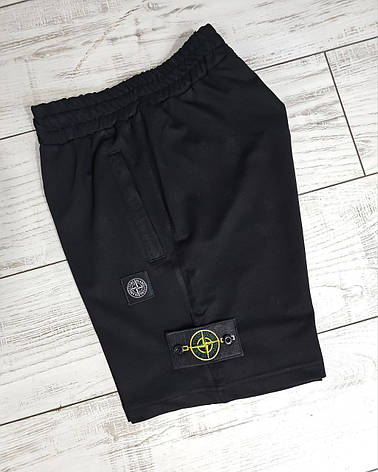Чоловічі шорти Stone Island чорні з патчем Стон Айленд, фото 3
