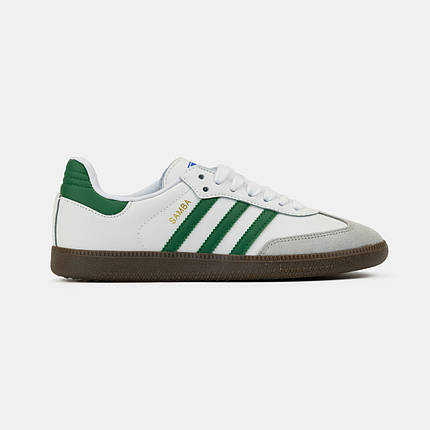 Кросівки Adidas Samba OG White Green / Адидас Самба ОГ Білі з Зеленим, фото 1