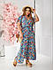 Сукня максі з імітацією запаху, талія на резинці Розміри батал: 50-52,54-56, фото 4