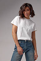 Базовая женская однотонная футболка - молочный цвет, L (есть размеры) M sp