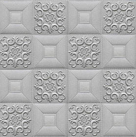 Самоклеючі 3д панелі для стелі та стін, м'які стельові 3D панелі 700x700x5 мм, Срібний візерунок (181)
