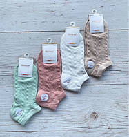 Шкарпетки жіночі короткі однотонні з візерунками бавовна розмір 36-41 (1уп-10 пар) кольору міксом