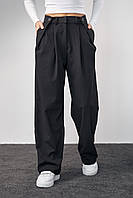 Классические брюки с акцентными пуговицами на поясе - черный цвет, M (есть размеры) sp