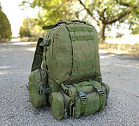 Рюкзак тактический армейский с подсумками хаки зеленый 50л 60л олива