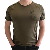 Тактична футболка Coolmax хакі олива Військова армійська футболка вологовідвідна штурмова з принтом