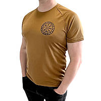 Тактическая футболка койот coolmax Военная армейская футболка влагоотводящая с принтом Рунический компас